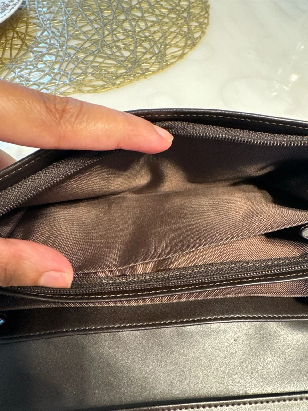 Balenciaga Dark Brown Leather & Beige Logo Continental Wallet BB